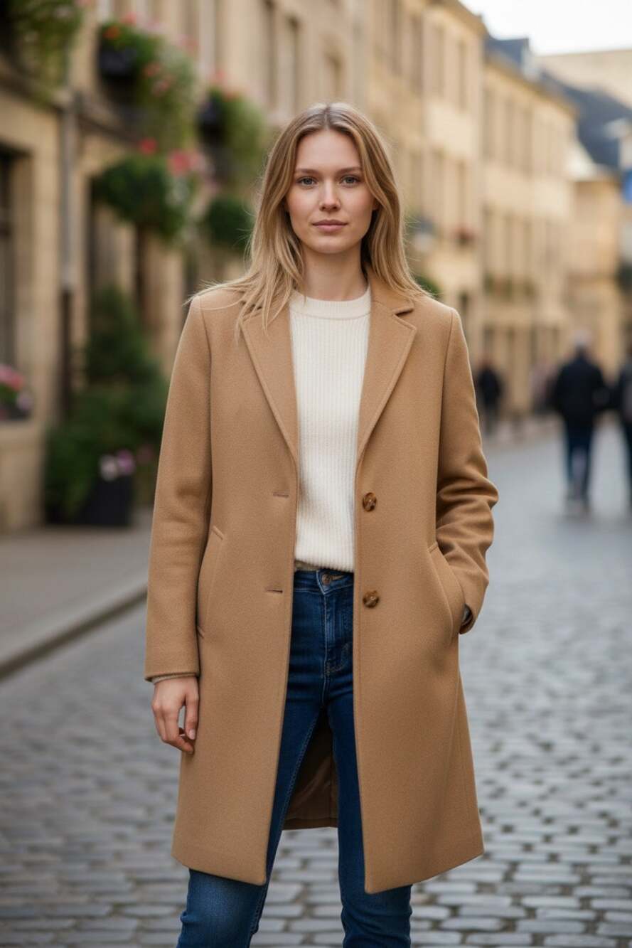 ABERCROMBIE & FITCH Wool Blend Coat Size XS Trench Pockets